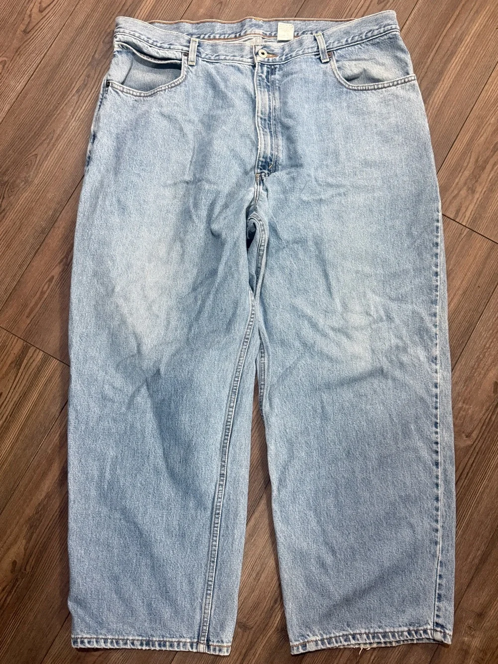 Vintage Levis 595 Baggy Straight Fit Jeans 40x30 Light Wash Denim